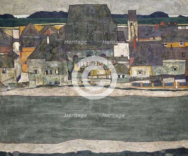 Houses on the River (The Old Town), 1914. Artist: Schiele, Egon (1890–1918)