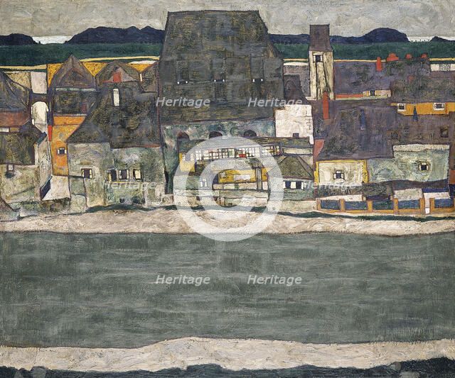 Houses on the River (The Old Town), 1914. Artist: Schiele, Egon (1890–1918)