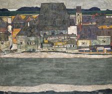 Houses on the River (The Old Town), 1914. Artist: Schiele, Egon (1890–1918)