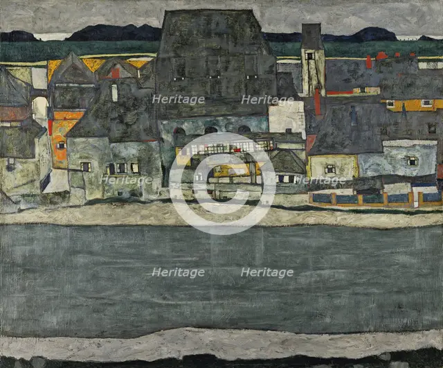 Houses on the River (The Old Town), 1914. Creator: Egon Schiele.