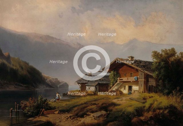 Houses on the shore of the Vierwaldstättersee, 1826-1872. Creator: Thomas Joachim Legler.