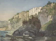 Houses at Sorrento, mid-19th century. Creator: Thomas Hartley Cromek