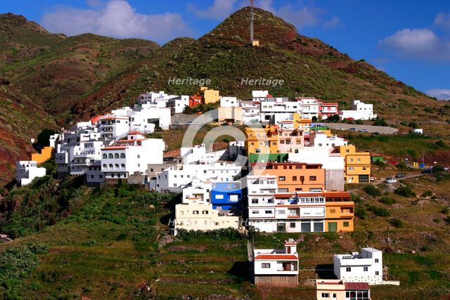 Houses above the town on a mountainside, San Andres, Tenerife, Canary Islands, 2007. Creator: Peter Thompson.