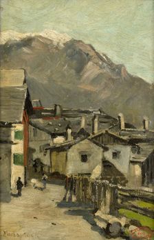 Houses along a road near a mountain (Innsbruck?), c.1882. Creator: George Poggenbeek