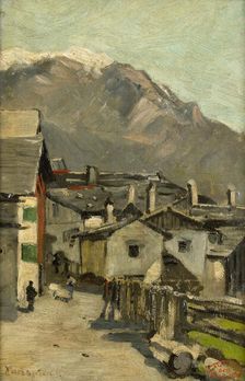 Houses along a road near a mountain (Innsbruck?), c.1882. Creator: George Poggenbeek