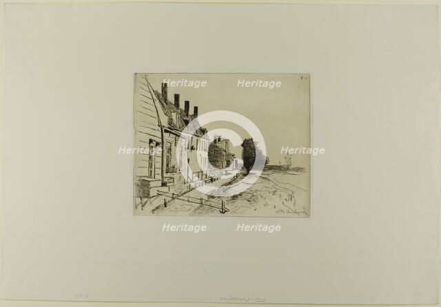 Houses Along the Canal, from Cahier de six eaux-fortes, vues de Hollande, 1862. Creator: Johan Barthold Jongkind.