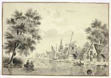 Houses and Windmill Beside Canal, after 1758. Creator: Unknown