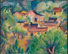 Houses and Landscape, ca. 1918. Creator: Preston Dickinson