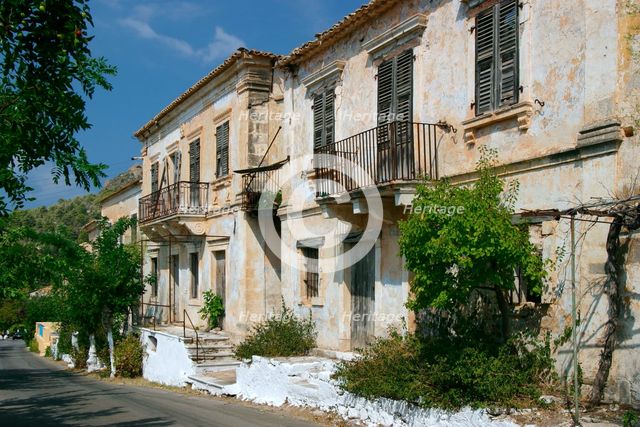 Houses, Assos, Kefalonia, Greece. Creator: Peter Thompson.