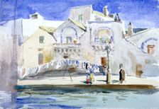 Houses by a Canal with a Washing Line c1864-1930. Artist: Anna Lea Merritt