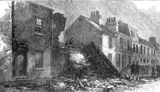 Houses destroyed at Dover by the fall of a cliff, 1872. Creator: Unknown