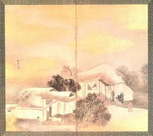 Houses In An Autumn Grove, 1770. Creator: Yosa Buson