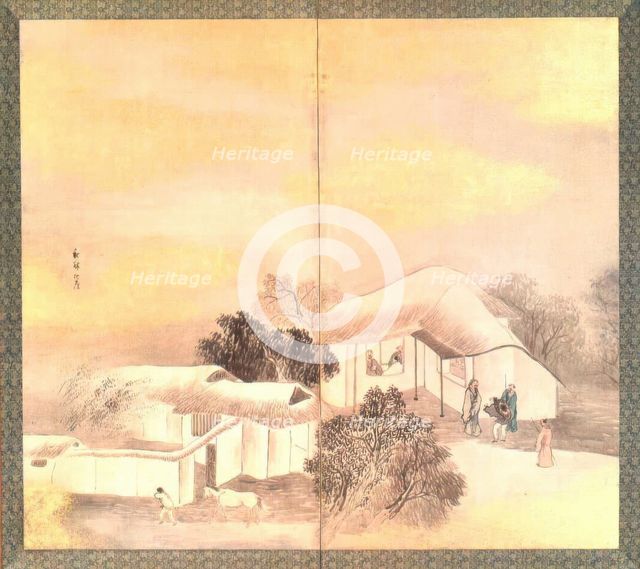 Houses In An Autumn Grove, 1770. Creator: Yosa Buson.