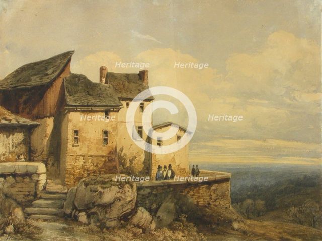 Houses in an Italian mountain landscape, mid-late 19th century. Creator: Alfred Hubert.