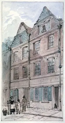 Houses in Blackhorse Alley, Fleet Street, City of London, 1850. Artist: James Findlay
