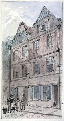 Houses in Blackhorse Alley, Fleet Street, City of London, 1850. Artist: James Findlay
