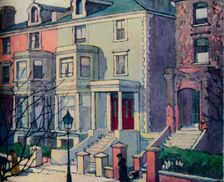 Houses in Sunlight, Hampstead c20th century. Artist: Robert Polhill Bevan