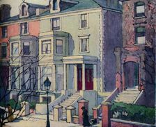 Houses in Sunlight, Hampstead c20th century. Artist: Robert Polhill Bevan