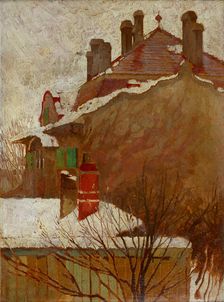 Houses in winter (View from the studio), 1907-1908. Creator: Schiele, Egon (1890-1918)