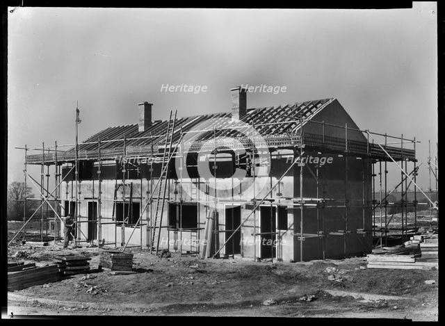 Houses under construction, Penhill, Swindon, Wiltshire, 1953. Creator: Unknown.