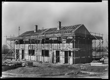 Houses under construction, Penhill, Swindon, Wiltshire, 1953. Creator: Unknown