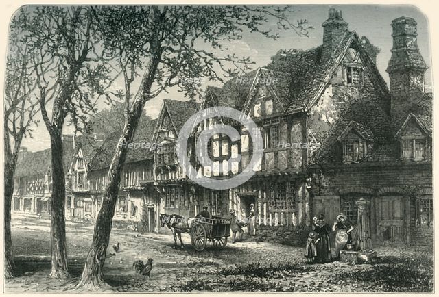 'Houses Under the Castle, Warwick', c1870.