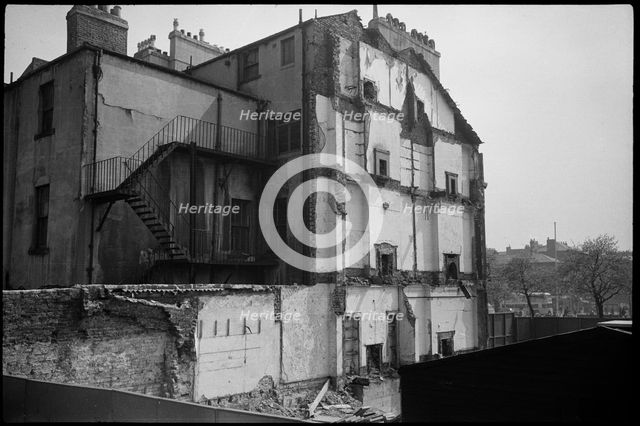 Houses undergoing demolition, Eldon Square, Newcastle upon Tyne, 1973. Creator: Ursula Clark.