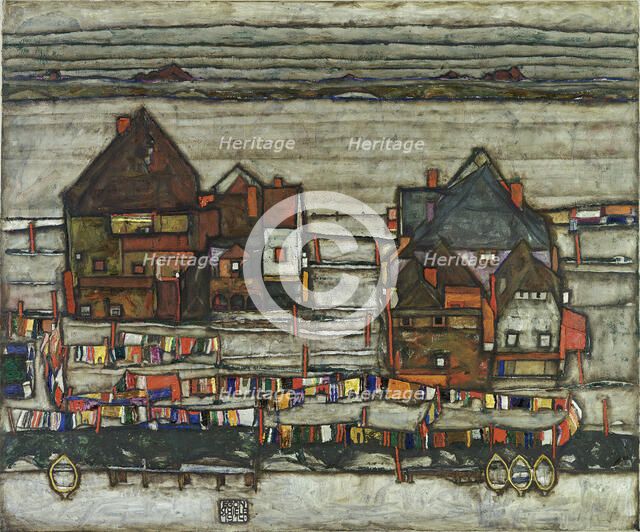 Houses With Washing Lines, 1914. Artist: Schiele, Egon (1890–1918)