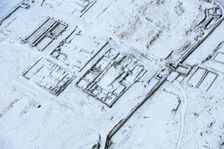 Housesteads or Vircovicium Roman Fort on Hadrian's Wall in the snow, Northumberland, 2018. Creator: Emma Trevarthen