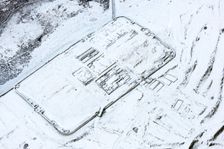 Housesteads or Vircovicium Roman Fort on Hadrian's Wall in the snow, Northumberland, 2018. Creator: Emma Trevarthen