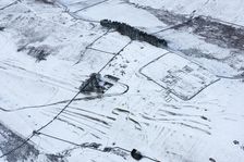 Housesteads or Vircovicium Roman Fort on Hadrian's Wall in the snow, Northumberland, 2018. Creator: Emma Trevarthen