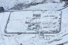 Housesteads or Vircovicium Roman Fort on Hadrian's Wall in the snow, Northumberland, 2018. Creator: Emma Trevarthen