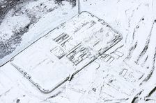 Housesteads or Vircovicium Roman Fort on Hadrian's Wall in the snow, Northumberland, 2018. Creator: Emma Trevarthen