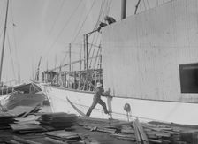 Housing yacht for winter ("Owera"), between 1917 and c1920. Creator: Bain News Service
