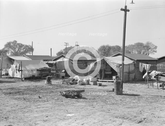 Housing for migratory cotton workers five miles north of Corcoran, California, 1936. Creator: Dorothea Lange.