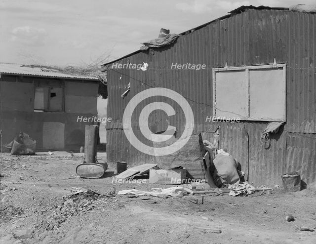 Housing for migratory cotton field laborers near Casa Grande, Arizona, 1937. Creator: Dorothea Lange.