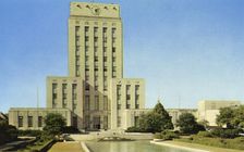 Houston City Hall and Reflection Pool, Houston, Texas, USA, 1955