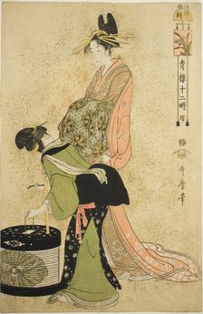 Hour of the Cock (Tori no koku), from the series "Twelve Hours in Yoshiwara...", Japan, c. 1794. Creator: Kitagawa Utamaro