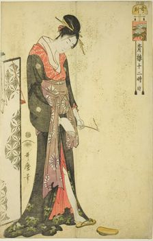 Hour of the Ox [2am] (Ushi no koku), from the series "The Twelve Hours in Yoshiwara..., c. 1794. Creator: Kitagawa Utamaro