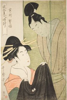 Hour of the Tiger [4 am], Courtesan (Tora no koku, keisei), from the series "Custo..., c. 1798/1800. Creator: Kitagawa Utamaro