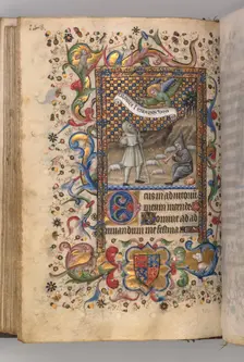 Hours of Charles the Noble, King of Navarre (1361-1425): Annunciation to the Shepherds...(verso), c1 Creator: Master of the Brussels Initials and Associates (French)