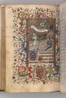 Hours of Charles the Noble, King of Navarre (1361-1425): Annunciation to the Shepherds...(verso), c1 Creator: Master of the Brussels Initials and Associates (French)