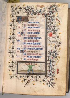 Hours of Charles the Noble, King of Navarre (1361-1425): fol. 3r, March, c. 1405. Creator: Master of the Brussels Initials and Associates (French)