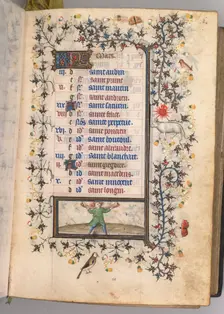 Hours of Charles the Noble, King of Navarre (1361-1425): fol. 3r, March, c. 1405. Creator: Master of the Brussels Initials and Associates (French)