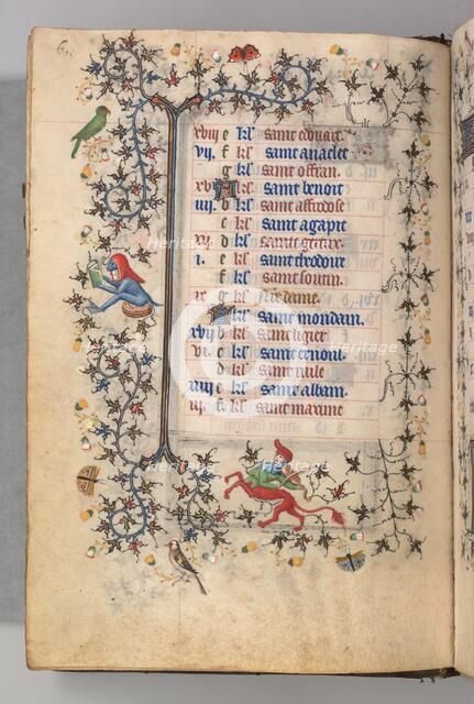 Hours of Charles the Noble, King of Navarre (1361-1425): fol. 3v, March, c. 1405. Creator: Master of the Brussels Initials and Associates (French).