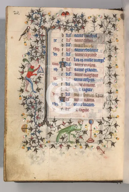 Hours of Charles the Noble, King of Navarre (1361-1425): fol. 10v, October, c. 1405. Creator: Master of the Brussels Initials and Associates (French).