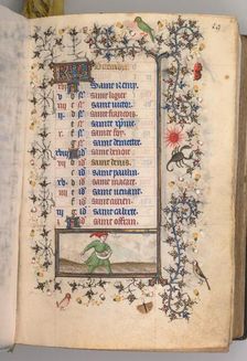 Hours of Charles the Noble, King of Navarre (1361-1425): fol. 10r, October, c. 1405. Creator: Master of the Brussels Initials and Associates (French)