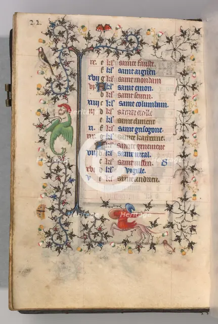 Hours of Charles the Noble, King of Navarre (1361-1425): fol. 11v, November, c. 1405. Creator: Master of the Brussels Initials and Associates (French).