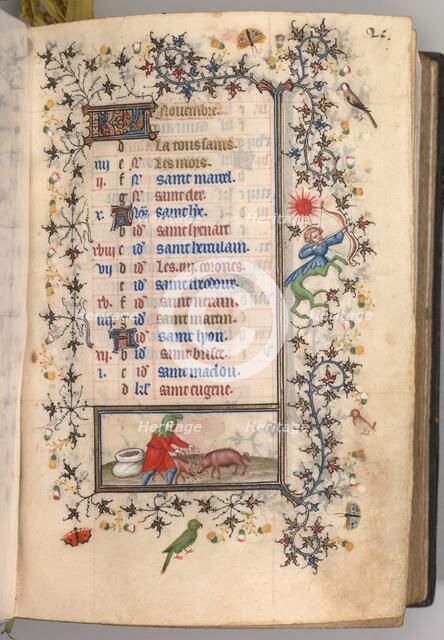 Hours of Charles the Noble, King of Navarre (1361-1425): fol. 11r, November, c. 1405. Creator: Master of the Brussels Initials and Associates (French).