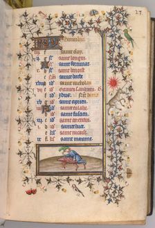 Hours of Charles the Noble, King of Navarre (1361-1425): fol. 12r, December, c. 1405. Creator: Master of the Brussels Initials and Associates (French)